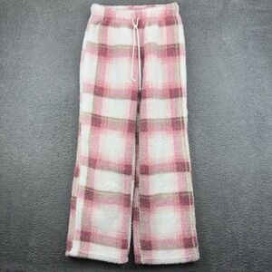 No Boundaries Pink Plaid Sherpa Lined Lounge Pants Womens Size S 4 6 Cozy Sleep